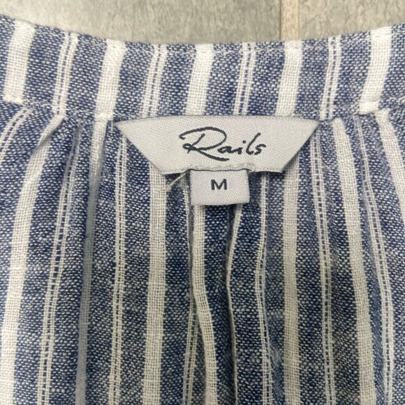 Rails Jasmine Linen Blend Drop Elastic Waist Dress Tibet Stripe Size Medium - Picture 3 of 14